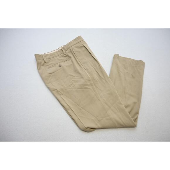 Tommy Bahama Silk Rayon Hawaiian Pants Pleated Front Beige Mens Sz 34 x 34 - Picture 1 of 9